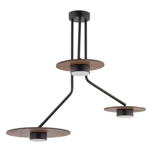 Lampa sufitowa 3-punktowa DISK czarny/sklejka
