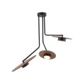 Lampa sufitowa 3-punktowa DISK czarny/sklejka