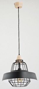 Lampa wisząca 1-punktowa loftowa TAMARIS czarny/jasne drewno