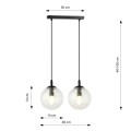 Lampa wisząca COSMO 2 BLACK/TRANSPARENT