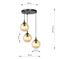 Lampa wisząca COSMO 3 PREMIUM BLACK/MIODOWY