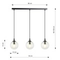 Lampa wisząca COSMO 3 BLACK/TRANSPARENT