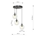 Lampa wisząca COSMO 3 PREMIUM BLACK/TRANSPARENT