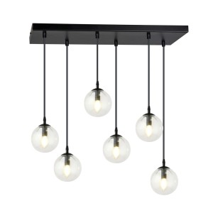 Lampa wisząca COSMO 6 BLACK/TRANSPARENT