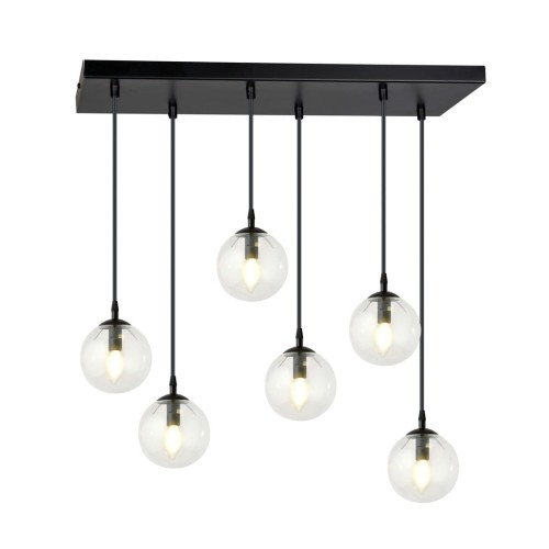 Lampa wisząca COSMO 6 BLACK/TRANSPARENT