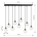 Lampa wisząca COSMO 9 BLACK/TRANSPARENT