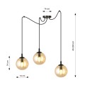 Lampa wisząca GIGI 3 BLACK/MIODOWY
