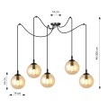 Lampa wisząca GIGI 5 BLACK/MIODOWY