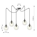 Lampa wisząca GIGI 5 BLACK/TRANSPARENT
