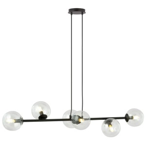Lampa wisząca ROSSI 6 BLACK/TRANSPARENT