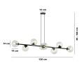 Lampa wisząca ROSSI 8 BLACK/TRANSPARENT