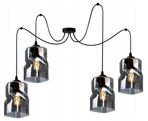 Lampa wisząca 4-punktowa TWIST grafit/miodowy/transparentny  #352 