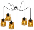 Lampa wisząca 5-punktowa TWIST grafit/miodowy/transparentny  #353 