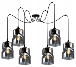 Lampa wisząca 6-punktowa TWIST grafit/miodowy/transparentny #354 