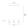Lampa wisząca FUMIKO 3 WHITE/GOLD