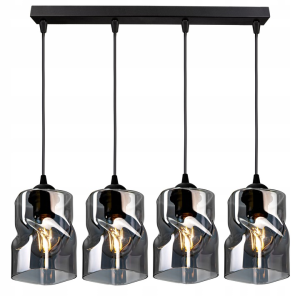 Lampa wisząca 4-punktowa listwa TWIST grafit/miodowy/transparentny  #358 