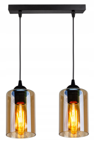 Lampa wisząca 2-punktowa listwa AMBER JAR czarny/bursztynowy #412 