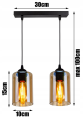 Lampa wisząca 2-punktowa listwa AMBER JAR czarny/bursztynowy #412 