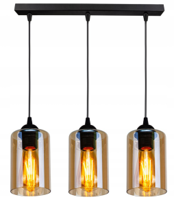 Lampa wisząca 3-punktowa listwa AMBER JAR czarny/bursztynowy #413 