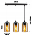 Lampa wisząca 3-punktowa listwa AMBER JAR czarny/bursztynowy #413 