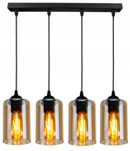 Lampa wisząca 4-punktowa listwa AMBER JAR czarny/bursztynowy #415 