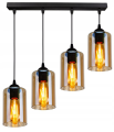 Lampa wisząca 4-punktowa listwa AMBER JAR czarny/bursztynowy #415 