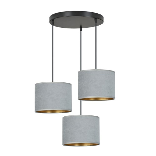 Lampa wisząca abażury HILDE 3 BLACK/GRAY PREMIUM