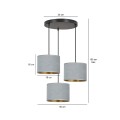 Lampa wisząca abażury HILDE 3 BLACK/GRAY PREMIUM