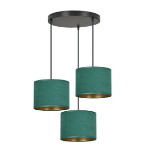 Lampa wisząca abażury HILDE 3 BLACK/GREEN PREMIUM