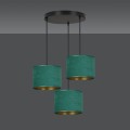 Lampa wisząca abażury HILDE 3 BLACK/GREEN PREMIUM
