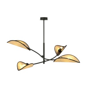 Lampa sufitowa dekoracyjna LOTUS 4 BLACK/RATTAN
