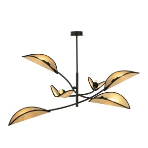 Lampa sufitowa dekoracyjna LOTUS 6 BLACK/RATTAN