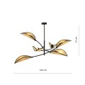 Lampa sufitowa dekoracyjna LOTUS 6 BLACK/RATTAN