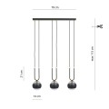 Lampa wisząca GLAM 3 BLACK/STRIPE