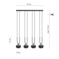 Lampa wisząca GLAM 4 BLACK/STRIPE