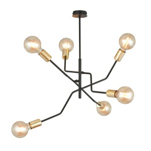 Lampa sufitowa loftowa BOLT 6 BLACK/GOLD