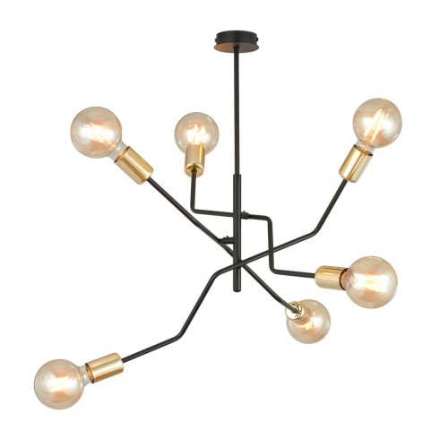 Lampa sufitowa loftowa BOLT 6 BLACK/GOLD