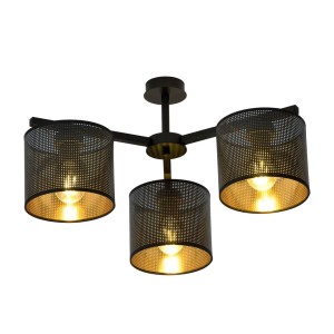 Lampa sufitowa abażur JORDAN 3 BLACK/GOLD