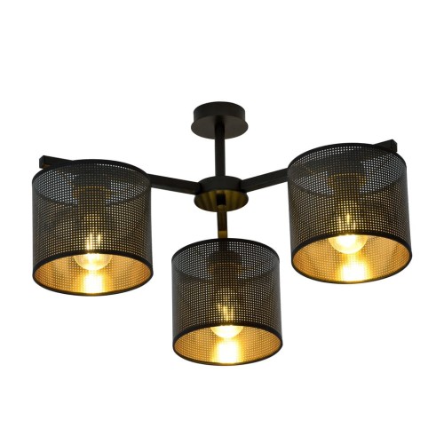Lampa sufitowa abażur JORDAN 3 BLACK/GOLD