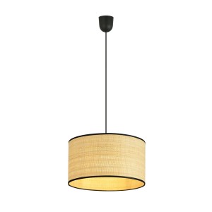 Lampa wisząca abażur ASTON 1 BLACK/RATTAN