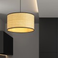 Lampa wisząca abażur ASTON 1 BLACK/RATTAN