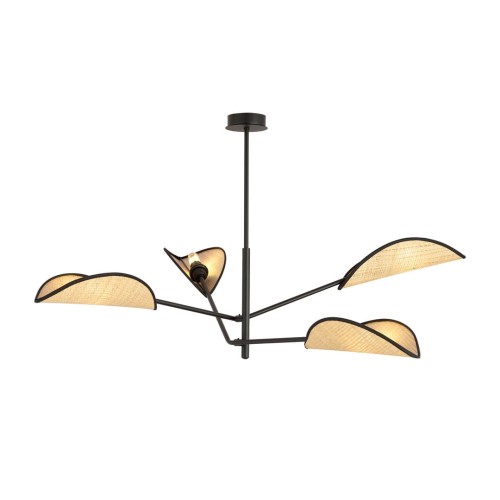 Lampa sufitowa VENE 4 BLACK/RATTAN