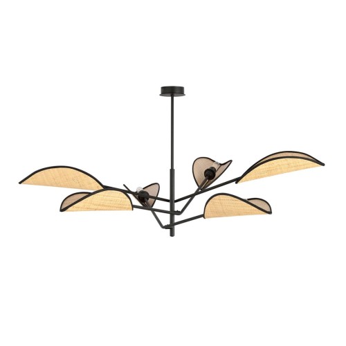 Lampa sufitowa VENE 6 BLACK/RATTAN