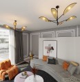 Lampa sufitowa VENE 6 BLACK/RATTAN