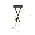 Lampa sufitowa RIVER 3 BLACK/OPAL