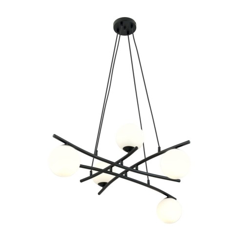 Lampa wisząca ESSA 5 BLACK/OPAL