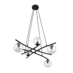Lampa wisząca ESSA 5 BLACK/TRANSPARENT