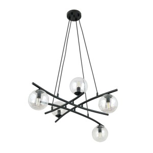 Lampa wisząca ESSA 5 BLACK/TRANSPARENT