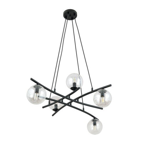 Lampa wisząca ESSA 5 BLACK/TRANSPARENT