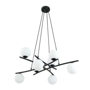 Lampa wisząca ESSA 8 BLACK/OPAL